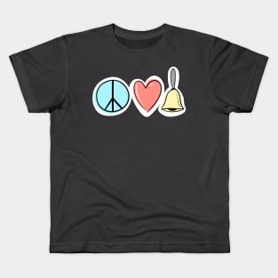 Peace Love Handbells (simple symbols variant) Kids T-Shirt